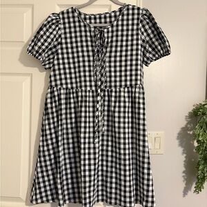 Classic Black and White Checkered Kids Dress